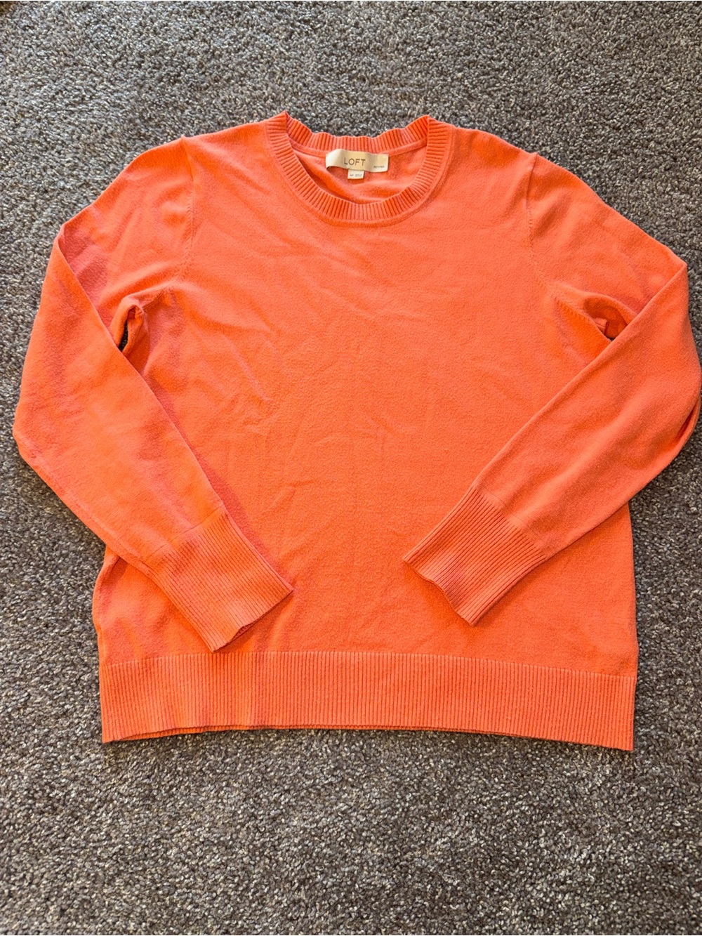 LOFT Orange Crewneck Sweater - Women’s Lightweight Knit